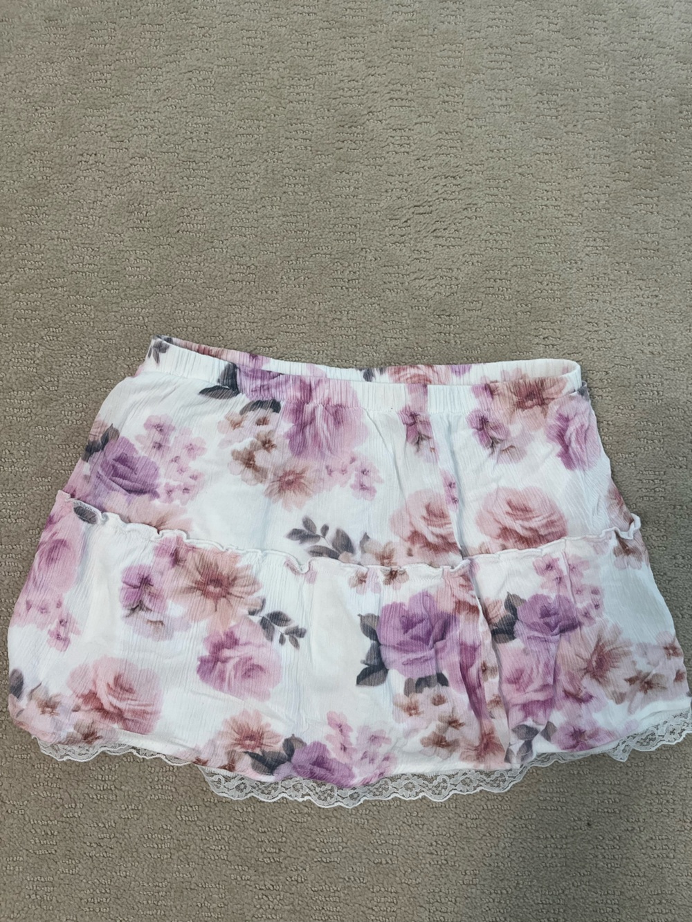Garage Floral Ruffle Skirt in Lavender & Blush